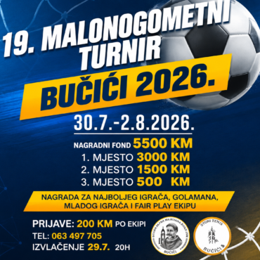Bučići ponovno u znaku malog nogometa: Otvorene prijave za 19. malonogometni turnir „Bučići 2026.“